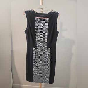 Enfocus Studio Elegant Black and White Midi Dress